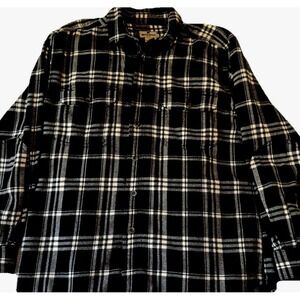 Woolrich Mens Flannel Shirt Large Black Plaid Heavyweight Button Up Outdoor